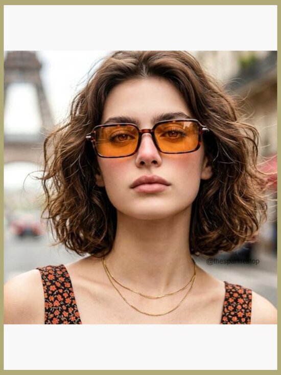 Retro Rectangular Narrow Slim Square Sunglasses for Women Men UV400 Thin main image 5